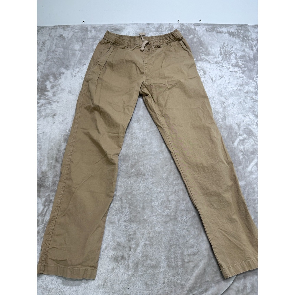 Quiksilver Chino Pants Mens Size Medium Beige Khaki Stretch Waist Drawstring EUC